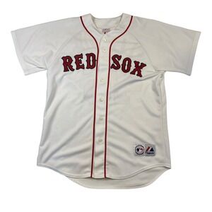 Majestic BOSTON RED SOX Button-Down Medium Baseball Jersey White Ellisbury